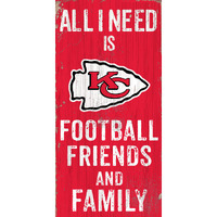 Kansas City Chiefs Sign Wood 6x12 Football Friends and Family Design Color