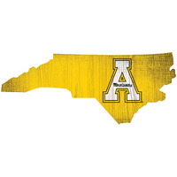 Appalachian State Mountaineers Sign Wood 12 Inch Team Color State Shape Design