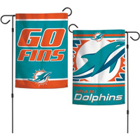Miami Dolphins Flag 12x18 Garden Style 2 Sided Slogan Design - Special Order