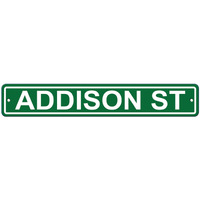 Chicago Cubs Sign 4x24 Plastic Street Style Addison Street CO