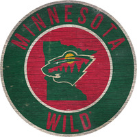 Minnesota Wild Sign Wood 12 Inch Round State Design