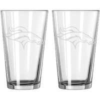 Denver Broncos Glass Pint Frost Design 2 Piece Set