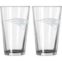 New England Patriots Glass Pint Frost Design 2 Piece Set
