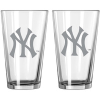 New York Yankees Glass Pint Frost Design 2 Piece Set