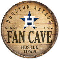 Houston Astros Sign Wood 14 Inch Round Barrel Top Design