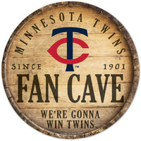 Minnesota Twins Sign Wood 14 Inch Round Barrel Top Design