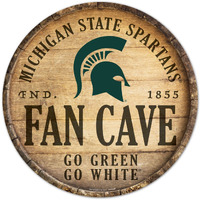Michigan State Spartans Sign Wood 14 Inch Round Barrel Top Design