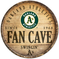 Oakland Athletics Sign Wood 14 Inch Round Barrel Top Design - Special Order
