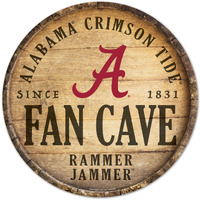 Alabama Crimson Tide Sign Wood 14 Inch Round Barrel Top Design