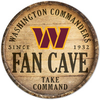 Washington Commanders Sign Wood 14 Inch Round Barrel Top Design