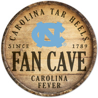 North Carolina Tar Heels Sign Wood 14 Inch Round Barrel Top Design