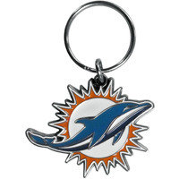 Miami Dolphins Chrome Logo Cut Keychain