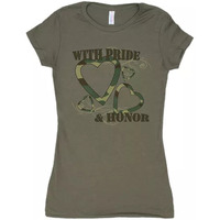 Women's Cotton Tee With Pride & Honor - Olive Drab Large