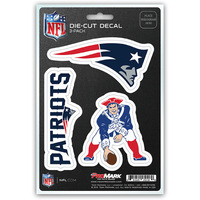 New England Patriots Decal Die Cut Team 3 Pack