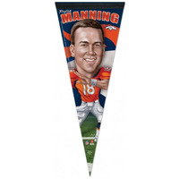 Denver Broncos Pennant 12x30 Premium Style Peyton Manning Caricature Design