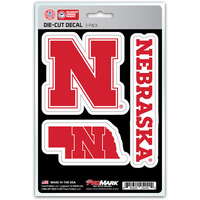 Nebraska Cornhuskers Decal Die Cut Team 3 Pack