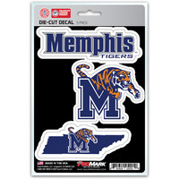 Memphis Tigers Decal Die Cut Team 3 Pack