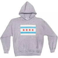 Pullover/Hooded Grey Sweatshirt-Chicago Flag XL