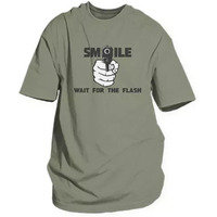 Smile For The Flash Men's T-Shirt Olive Drab - Large