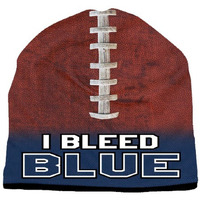 Beanie I Bleed Style Sublimated Football Navy Blue Design