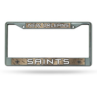 New Orleans Saints License Plate Frame Chrome Printed Insert