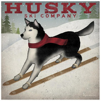 Husky Ski Co -Paper Art-26"x26"