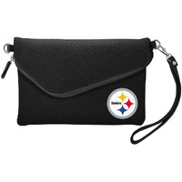 Pittsburgh Steelers Purse Pebble Fold Over Crossbody Black