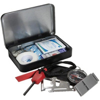 Life Gear 41-3803 First Aid and Survival Essentials Tin, Black