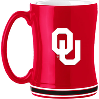 Oklahoma Sooners Coffee Mug 14oz Sculpted Relief Team Color