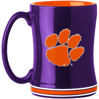 Clemson Tigers Coffee Mug 14oz Sculpted Relief Team Color