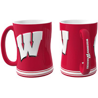 Wisconsin Badgers Coffee Mug 14oz Sculpted Relief Team Color