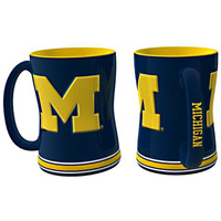 Michigan Wolverines Coffee Mug 14oz Sculpted Relief Team Color