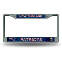 New England Patriots License Plate Frame Chrome Printed Insert