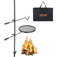 VEVOR Swivel Campfire Grill, Fire Pit Grill Grate over Fire Pits, Heavy Duty Steel Grill Grates, 360 Adjustable Open Fire Outdoor Cooking Equipment, Portable Camp Fire Racks for Camping Outdoor BBQ
