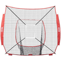 VEVOR 7x7 ft Baseball Softball Practice Net, Portable Baseball Training Net for Hitting Batting Catching Pitching, Backstop Baseball Equipment Training Aids with Strike Zone