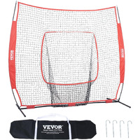 VEVOR 7x7 ft Baseball Softball Practice Net, Portable Baseball Training Net for Hitting Batting Catching Pitching, Backstop Baseball Equipment Training Aids with Carry Bag and Strike Zone