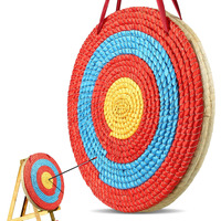 VEVOR Archery Target, 3 Layers 20" Arrow Target, Traditional Solid Straw Round Archery Target Shooting Bow, Hand-Made Arrows Target, Coloured Rope Target for Backyard Outdoor Hunting Shooting Practice