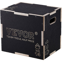 VEVOR 3 in 1 Plyometric Jump Box, 16/14/12 Inch Wooden Plyo Box, Platform & Jumping Agility Box, Anti-Slip Fitness Exercise Step Up Box for Home Gym Training, Conditioning Strength Training, Black