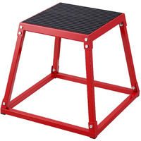 VEVOR Plyometric Jump Box, 18 Inch Plyo Box, Steel Plyometric Platform and Jumping Agility Box, Anti-Slip Fitness Exercise Step Up Box for Home Gym Training, Conditioning Strength Training, Red