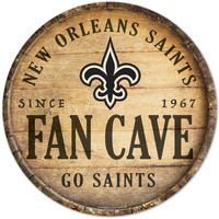 New Orleans Saints Sign Wood 14 Inch Round Barrel Top Design