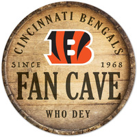 Cincinnati Bengals Sign Wood 14 Inch Round Barrel Top Design
