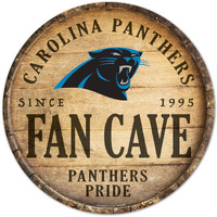 Carolina Panthers Sign Wood 14 Inch Round Barrel Top Design