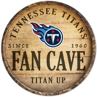Tennessee Titans Sign Wood 14 Inch Round Barrel Top Design