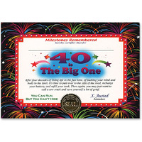40 Is The Big One Certificate