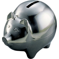 Pig Bank, Large, Pewter Finish 4" H X 5" W