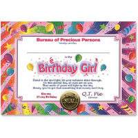 Birthday Girl Certificate