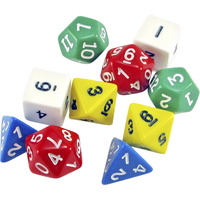 School Specialty Polyhedra Dice, Assorted Shapes & Colors, Set of 10