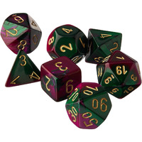 Chessex Gemini Polyhedral 7-Die Set, Green/Purple/Gold