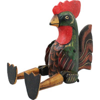 9" Wood Lucky Mini Rooster Puppet