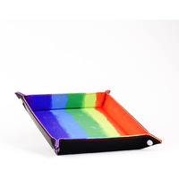 FanRoll by Metallic Dice Games Fold Up Velvet Dice Tray w/PU Leather Backing: Watercolor Rainbow, Role Playing Game Dice Accessories for Dungeons and Dragons